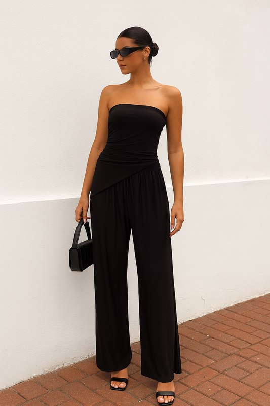 Ruched Bandeau Crop Top & Trouser Co-ord