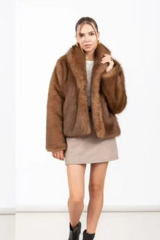 Chic Faux Fur Cropped Coat