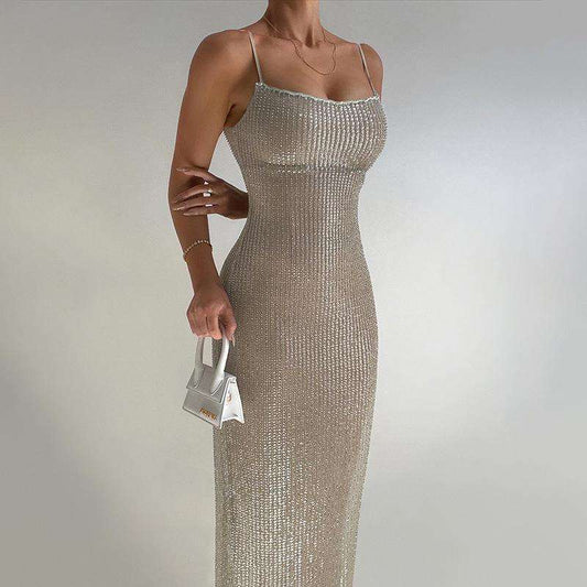 Peachy Celestia Sequin Maxi Dress