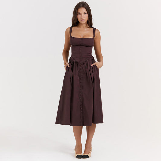 Peachy Amara Button Midi Dress