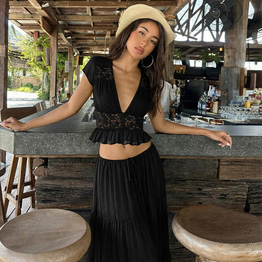 Peachy Riviera Lace Two Piece Set