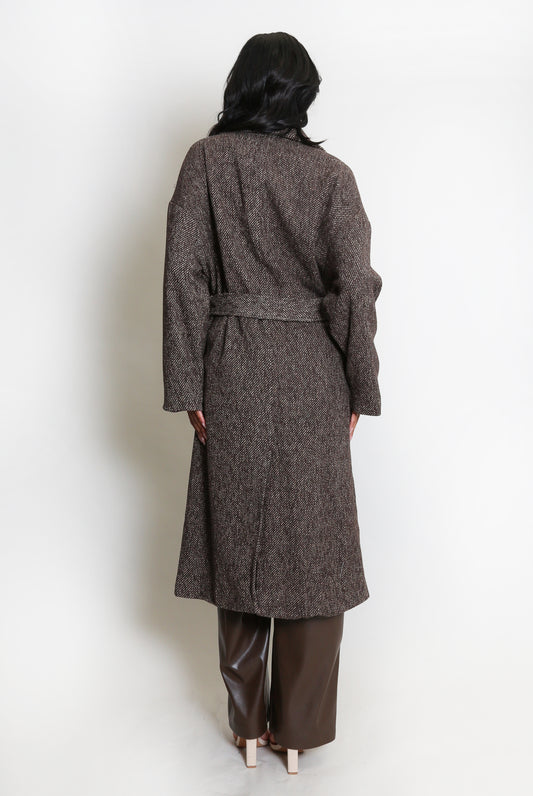 Chevron Tie Up Overcoat