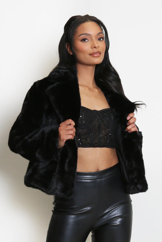 Faux Fur Lapel Coat