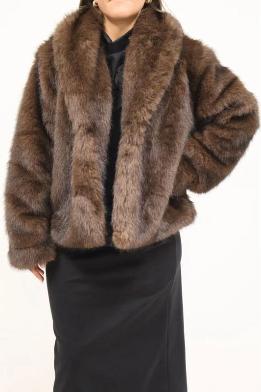 Chic Faux Fur Cropped Coat